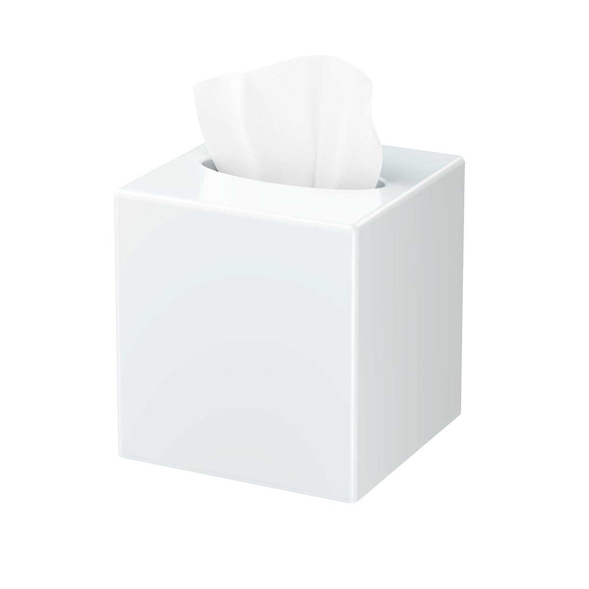 Tissue Box Cover, Square Plastic Tissue Box Holder with Anti Slip Base, Modern Decor Facial Napkin Holder for Bathroom Vanity Countertop, Bedroom Dresser, Night Stand, Parlors, Offices, White
