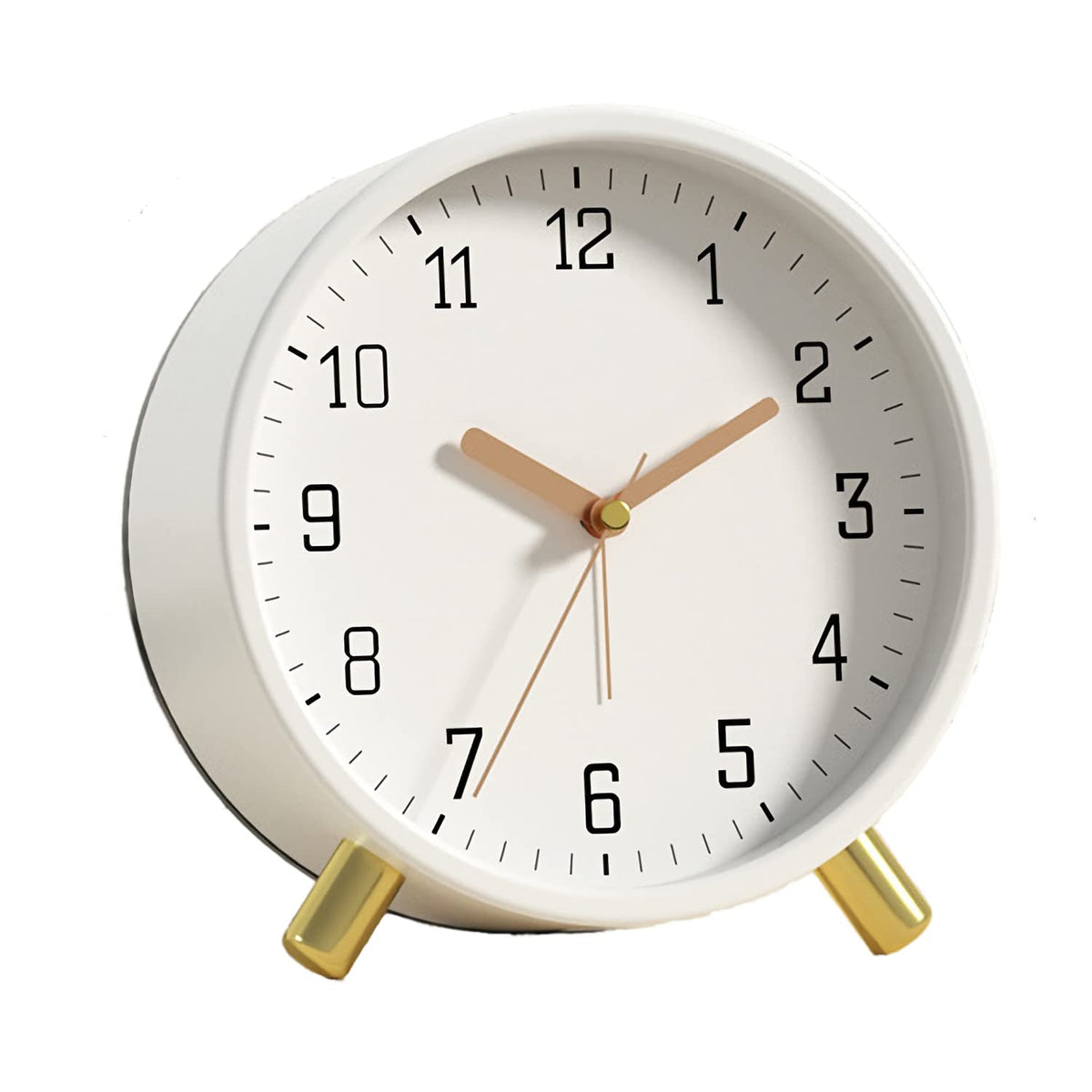 SHISEDECO Small Analog Alarm Clock, Battery Operated Desk Clock, White