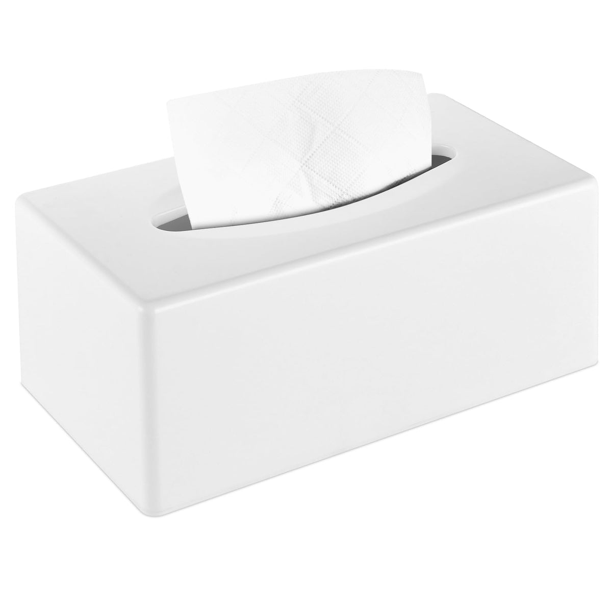Y-in Hand Tissue Box Cover, Rectangle Facial Tissue Holder with Bottom, Decorative Storage Organizer Box for Bathroom Vanity, Countertops, Dressers, Night Stand, Parlors and Offices - Matte Black