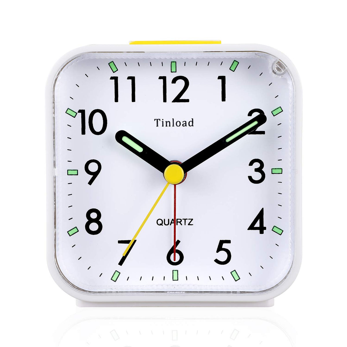 Tinload Small Battery Operated Analog Travel Alarm Clock Silent Non Ticking, Gentle Wake, Ascending Beep Sounds, Snooze,Lighted on Demand, Easy Set(Black)