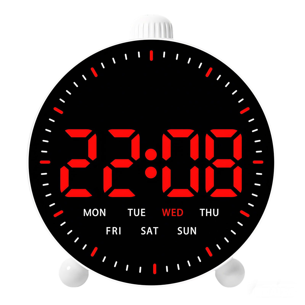 Maxspace 4.5inch Digital Alarm Clock with LED Display, Plug in or Battery Operated Silent No-Ticking Table Clock, Small Bedside Clock for Office/Mantle/Desktop (White - Blue Light)