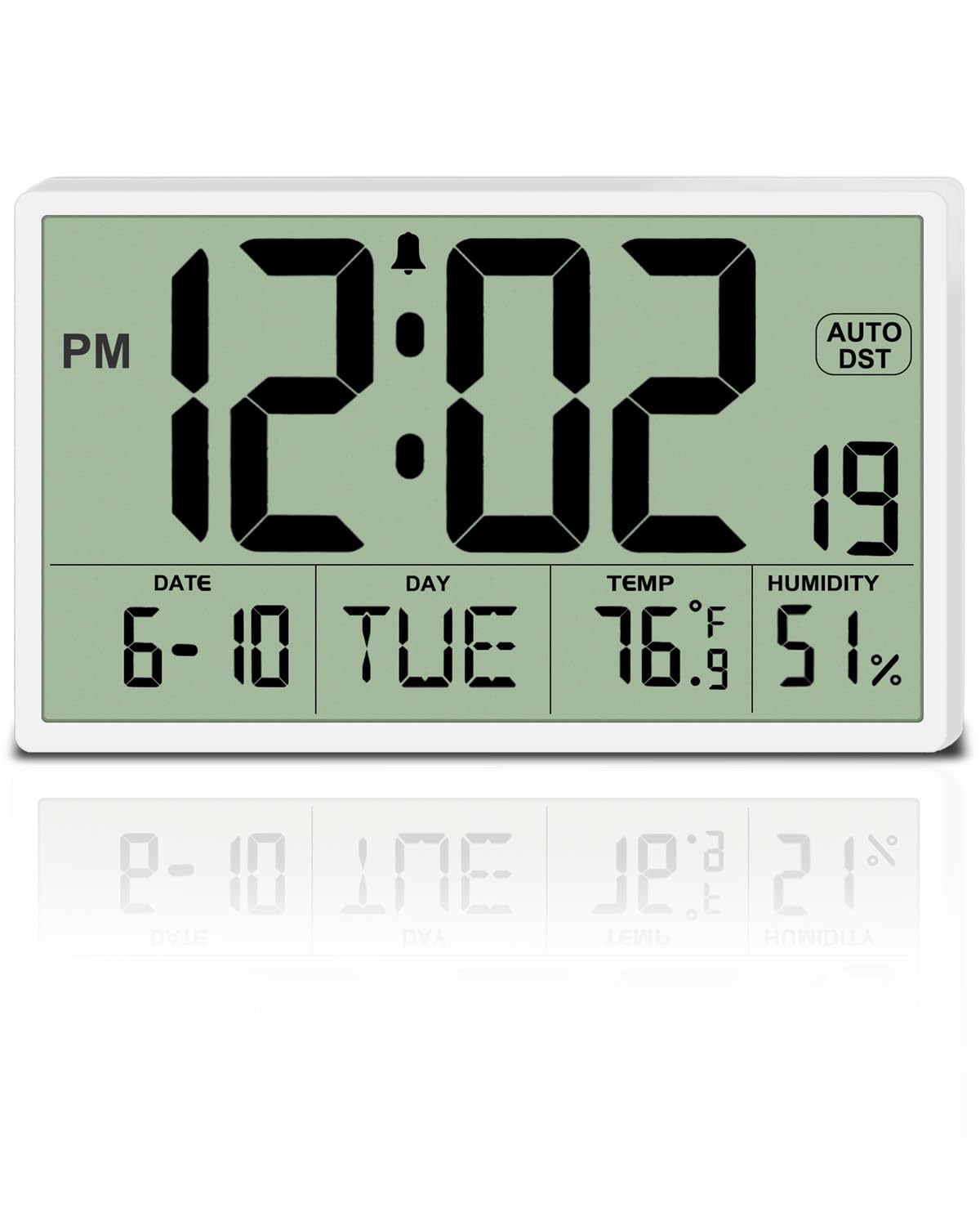 9‘’ Narrow Bezels Battery Operated Digital Wall Clock with Temp & Humidity