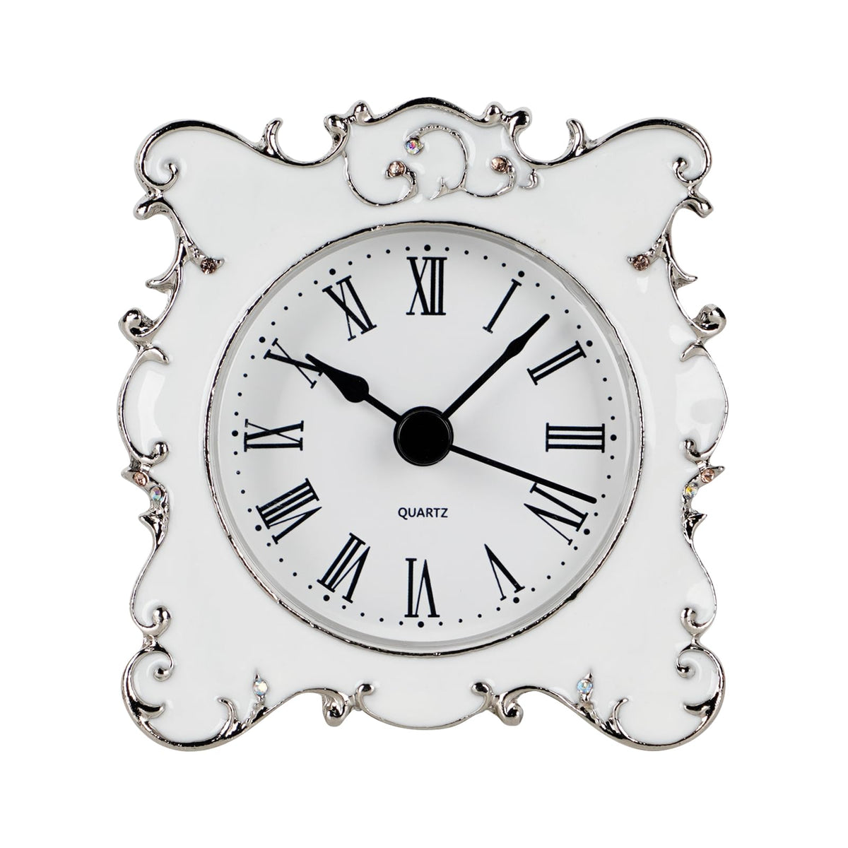 NIKKY HOME Vintage Table Clock with Crystal Shining Rhinestone 3 Inch