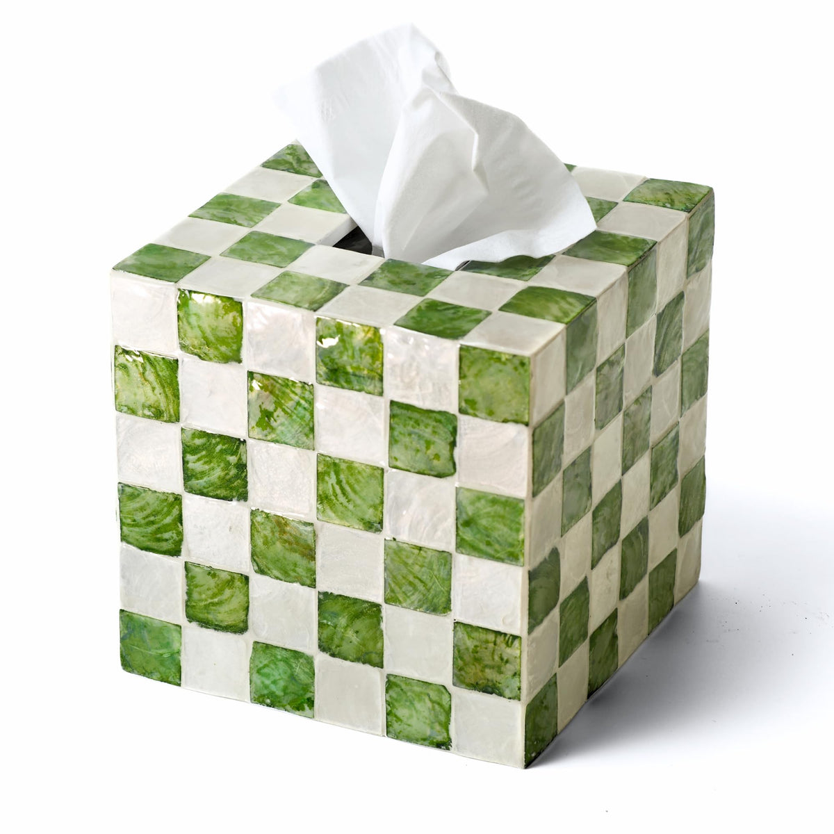 CHI AN HOME 5.5" Tissue Box Cover Square, Capiz Shell Tissue Holder, Ivory