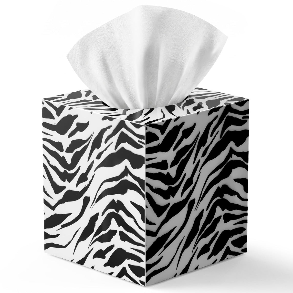 Tissue Box Cover, Square Plastic Tissue Holder with Non-Slip Base, White