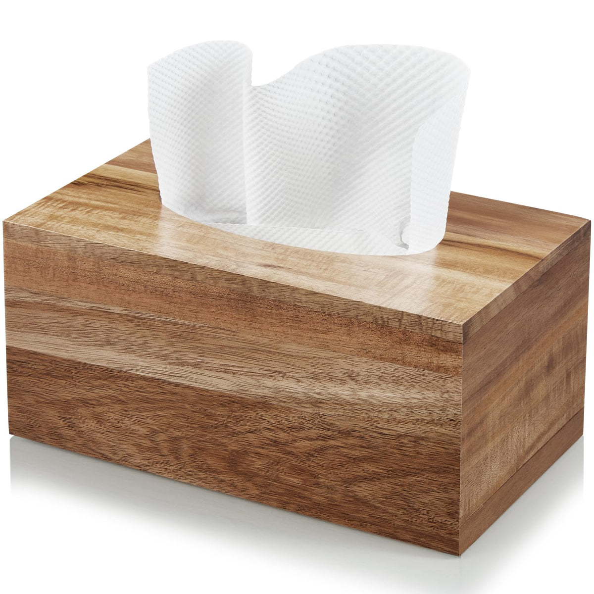 ALELION Tissue Box Cover Square - Acacia Wood Tissue Box Holder for Tabletop Night Stands Bathroom Office - Decorative Facial Cube Tissue Box Cover for Modern Farmhouse Decor