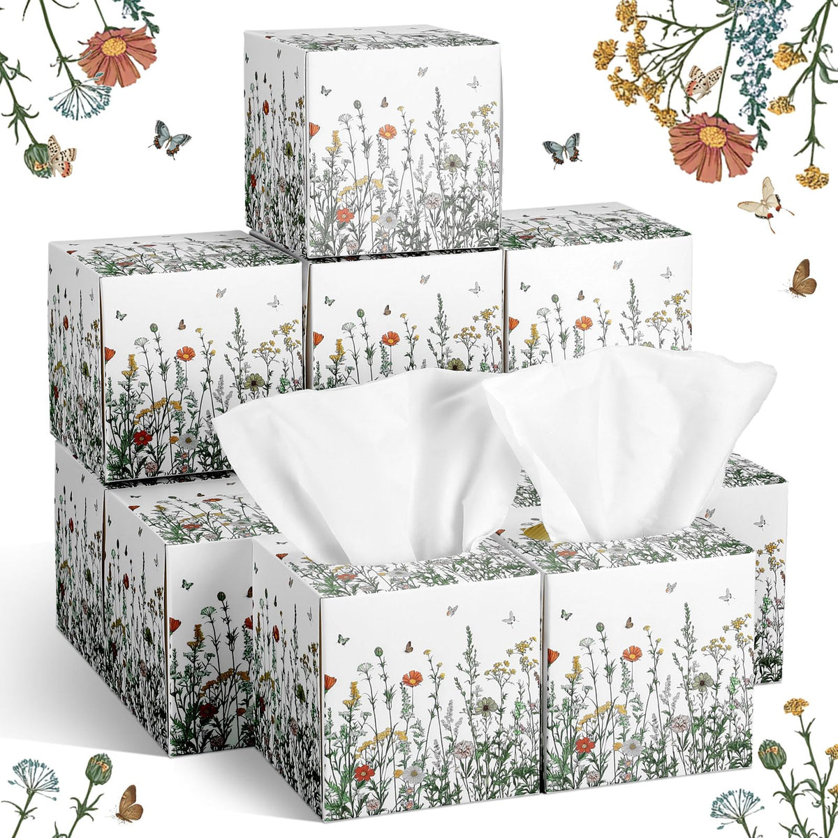 Fourluoo 12 Pack Fruit Facial Tissues Cube Face Boxes 600 Sheets 3 Ply