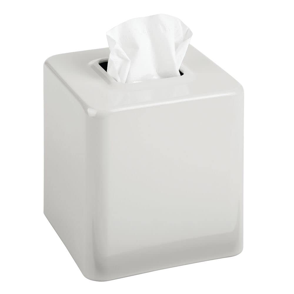 mDesign Tissue Box — Decorative Tissue Box Holder for Bedrooms, Bathrooms and More — Square Tissue Box Cover for Facial and Cosmetic Tissues — Black
