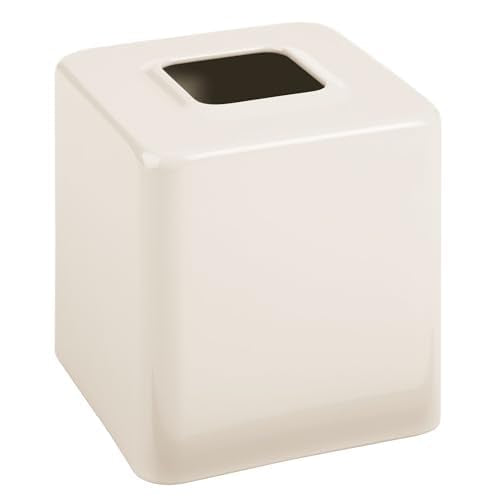 mDesign Tissue Box — Decorative Tissue Box Holder for Bedrooms, Bathrooms and More — Square Tissue Box Cover for Facial and Cosmetic Tissues — Black