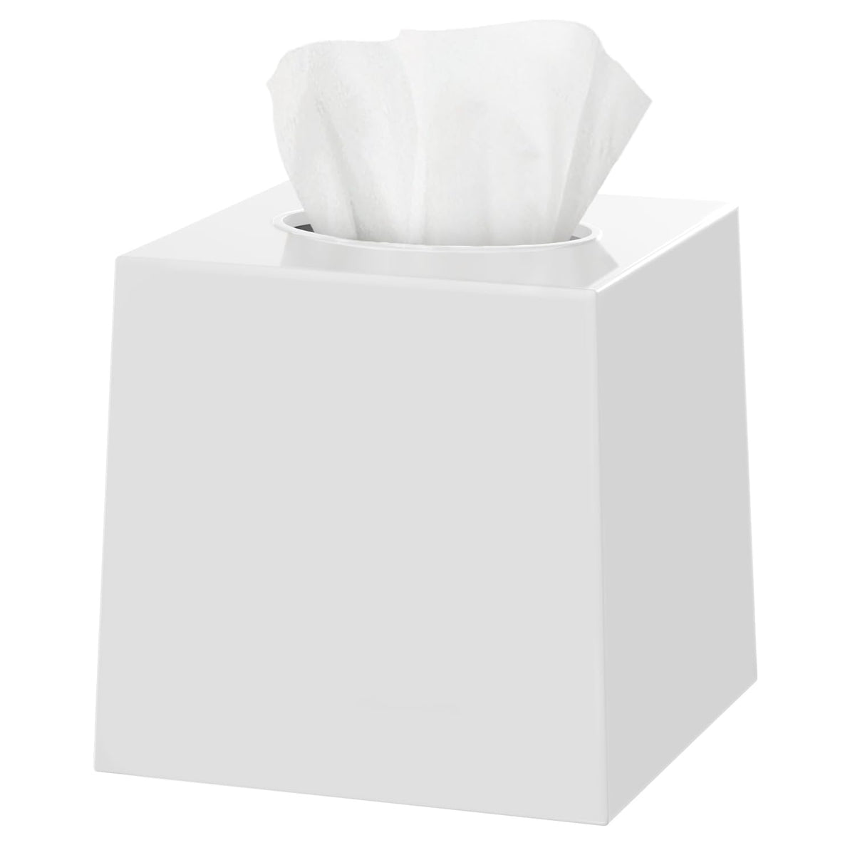 2 Pack White Tissue Box Cover – Square Tissue Box Holder for White Bathroom Accessories Countertop, Decorative Tissue Cover and Square Cube Holder for Modern Home, Office or Dresser Décor