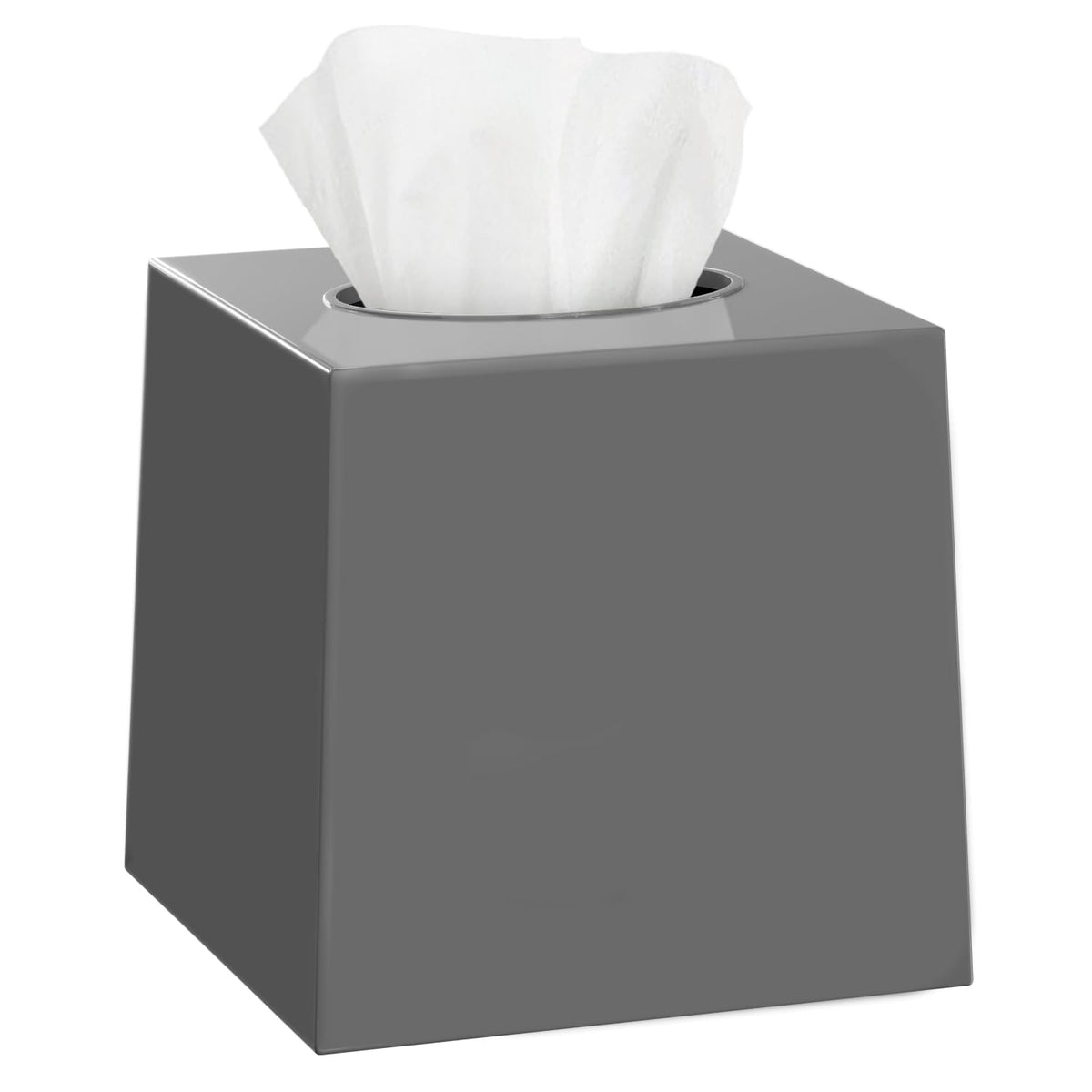 2 Pack White Tissue Box Cover – Square Tissue Box Holder for White Bathroom Accessories Countertop, Decorative Tissue Cover and Square Cube Holder for Modern Home, Office or Dresser Décor