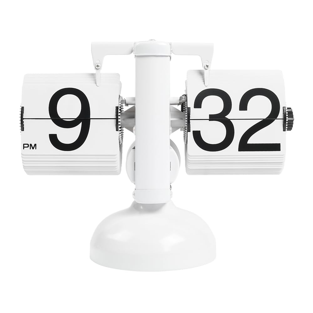 mooas Flip Desk Clock (Black), Retro Vintage Design Auto Flip Table Clock