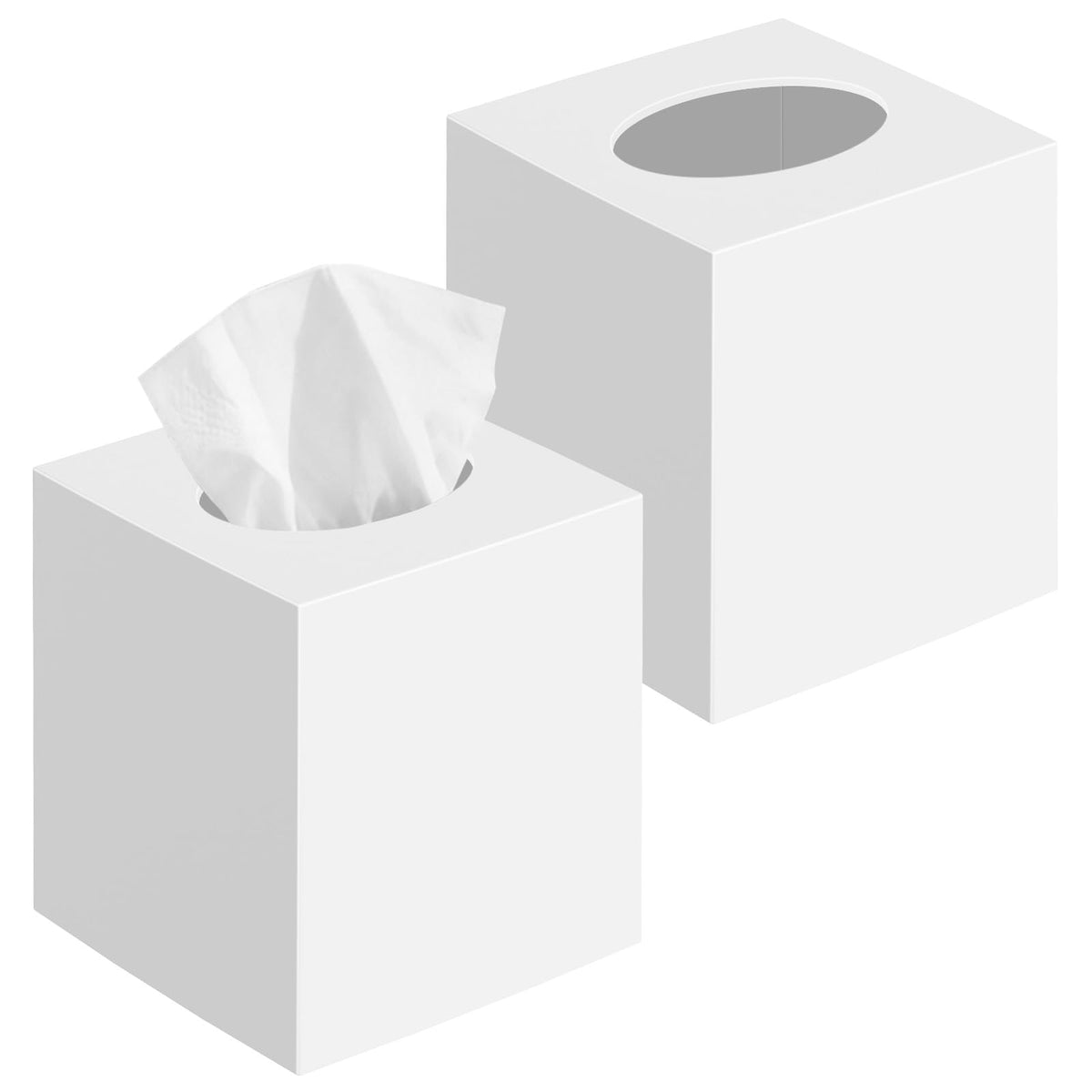 Tissue Box Cover, Square Plastic Tissue Holder with Non-Slip Base, Black
