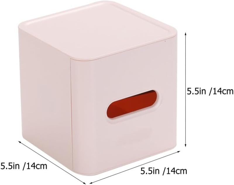 Kichvoe Roll Paper Box Tissue Box Holder Square Tissue Holder with Tray Plastic for Bathroom Dresser Living Room Desktop 5.51 X 5.51 X 5.51 in