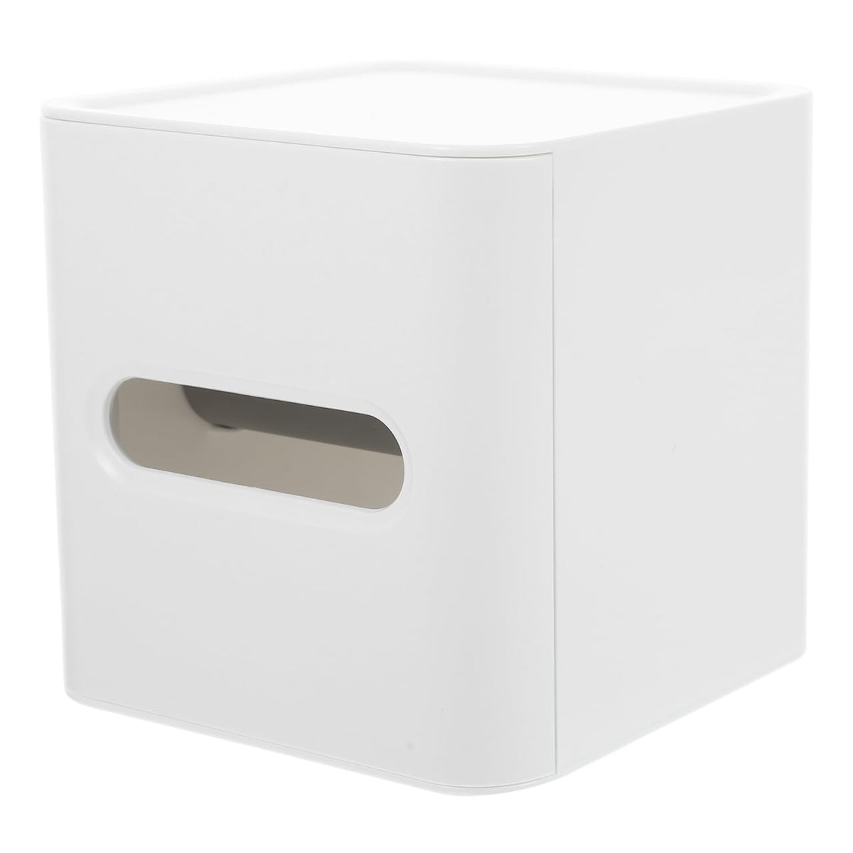 Kichvoe Roll Paper Box Tissue Box Holder Square Tissue Holder with Tray Plastic for Bathroom Dresser Living Room Desktop 5.51 X 5.51 X 5.51 in