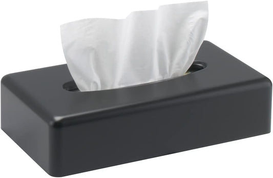 Y-in Hand Tissue Box Cover, Rectangular Black Wall Mounted Facial Paper Holder Dispenser, Prefert for Storage on Bathroom Vanity, Kitchen, Night Stand, Countertops Office and Car.