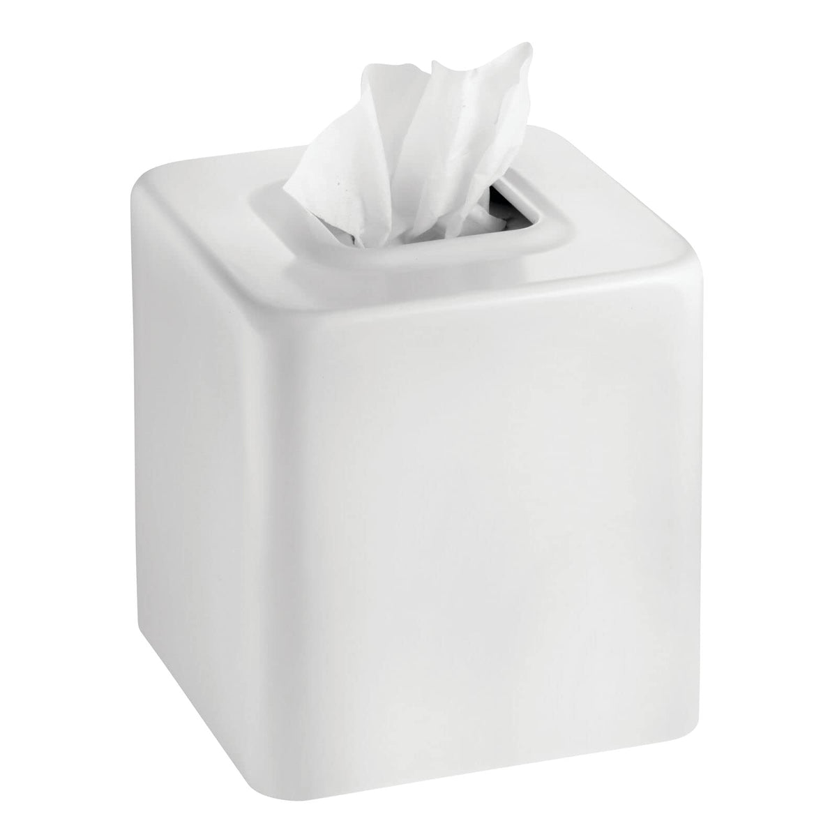 mDesign Tissue Box — Decorative Tissue Box Holder for Bedrooms, Bathrooms and More — Square Tissue Box Cover for Facial and Cosmetic Tissues — Black