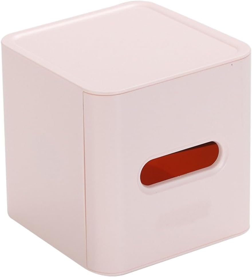 Kichvoe Roll Paper Box Tissue Box Holder Square Tissue Holder with Tray Plastic for Bathroom Dresser Living Room Desktop 5.51 X 5.51 X 5.51 in