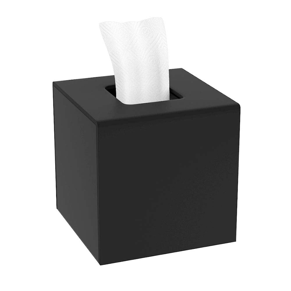 HIIMIEI Acrylic Tissue Box Cover Decorative Square Tissue Holder Napkin Dispensert for Bathroom-White