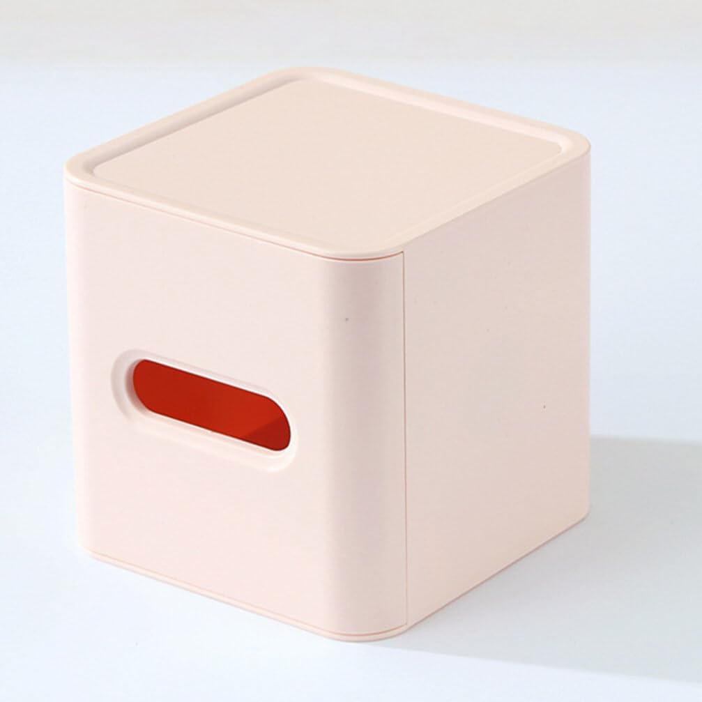 Kichvoe Roll Paper Box Tissue Box Holder Square Tissue Holder with Tray Plastic for Bathroom Dresser Living Room Desktop 5.51 X 5.51 X 5.51 in