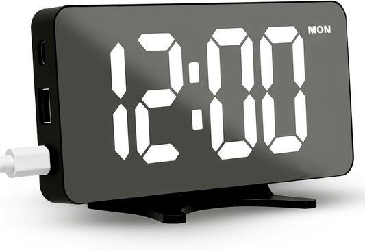 Digital Alarm Clock for Bedroom Dimmable Dual Desk Clock for Heavy Sleepers