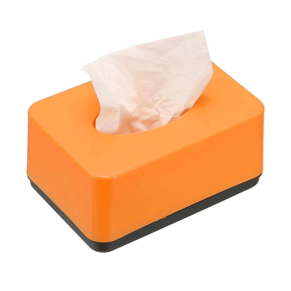 uxcell Tissue Box Cover, Plastic Rectangle Modern Facial Tissue Box Holder Desktop Napkin Organizer Container for Living Room Bedroom Office Hotel Desk Car, Orange