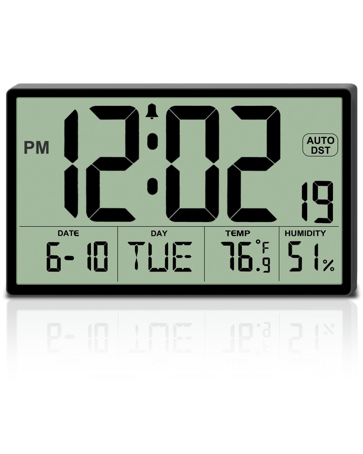 9‘’ Narrow Bezels Battery Operated Digital Wall Clock with Temp & Humidity
