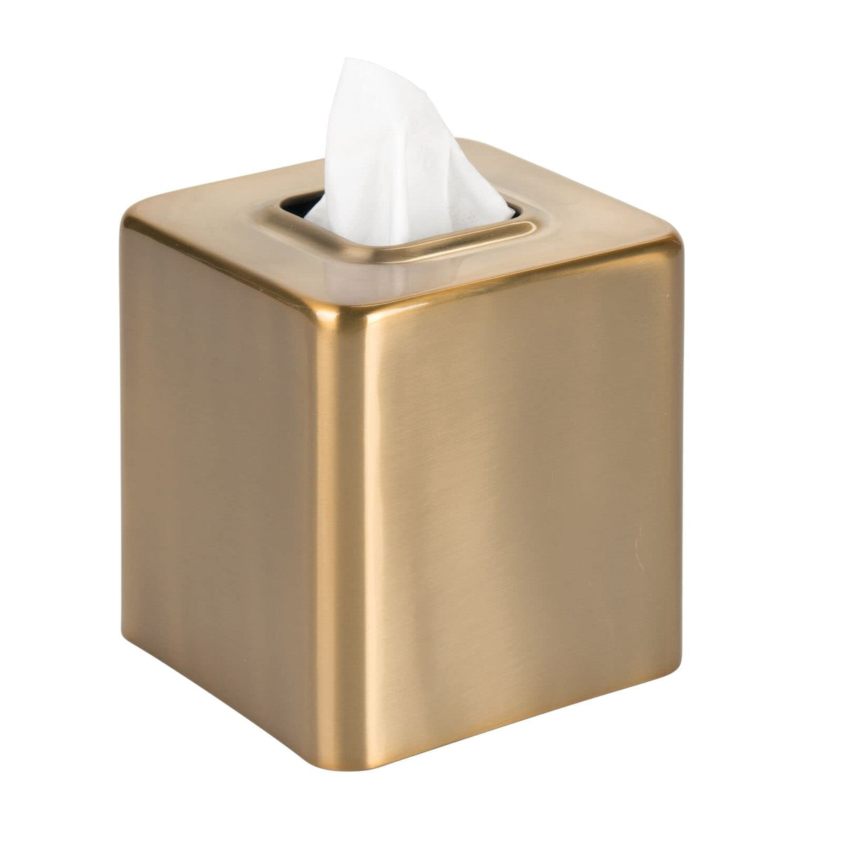 mDesign Tissue Box — Decorative Tissue Box Holder for Bedrooms, Bathrooms and More — Square Tissue Box Cover for Facial and Cosmetic Tissues — Black
