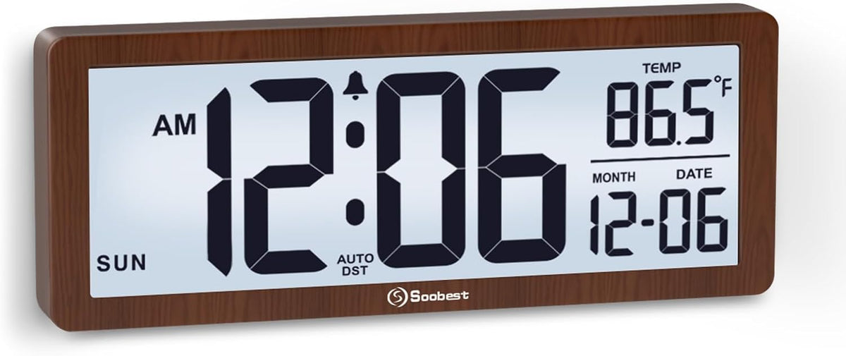 Soobest 8.5 Inch Digital Wall Clock Battery Operated, Compact Display