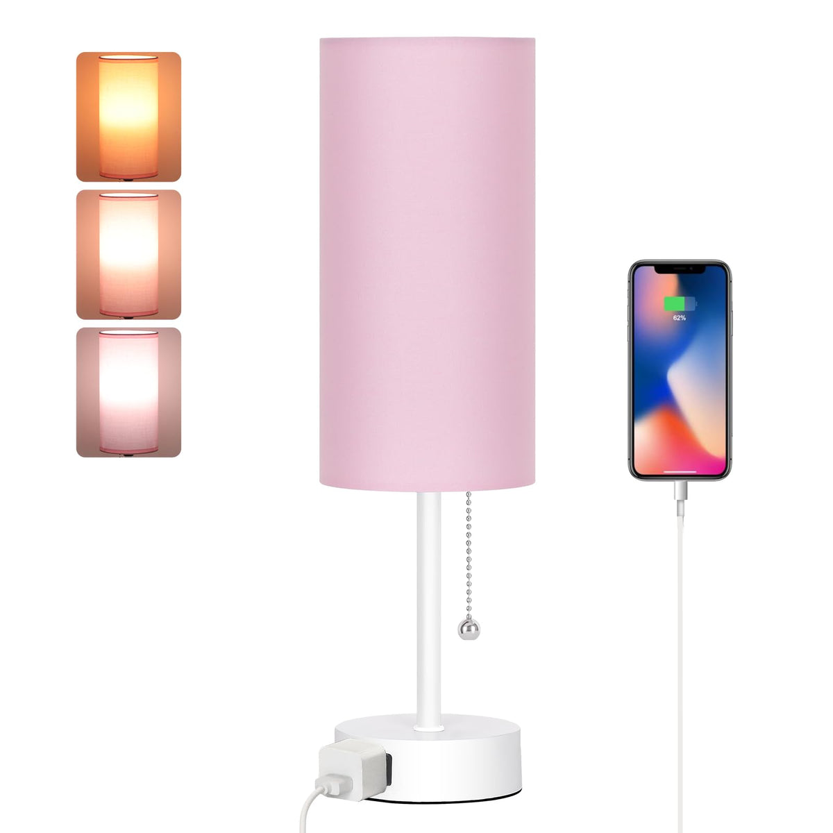 Bedside Table Lamp for Bedroom,Small Lamps for Night stands with Pull Chain