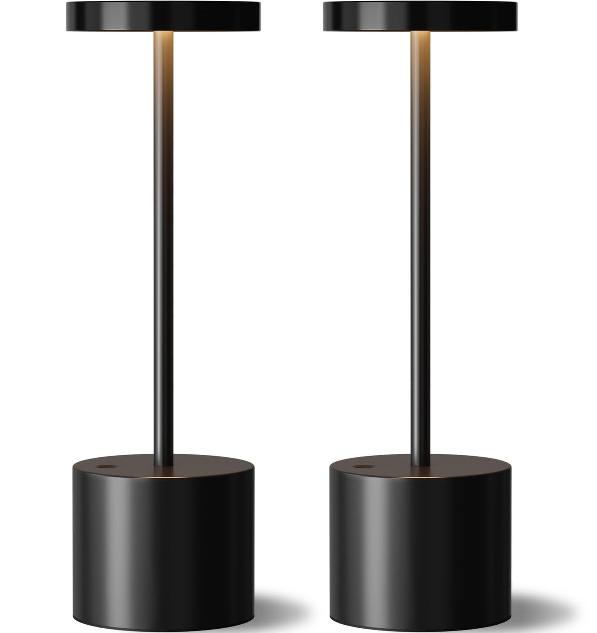 Cordless Rechargeable Table Lamp, 4000mAh Battery Operated, Black, 2 Pack