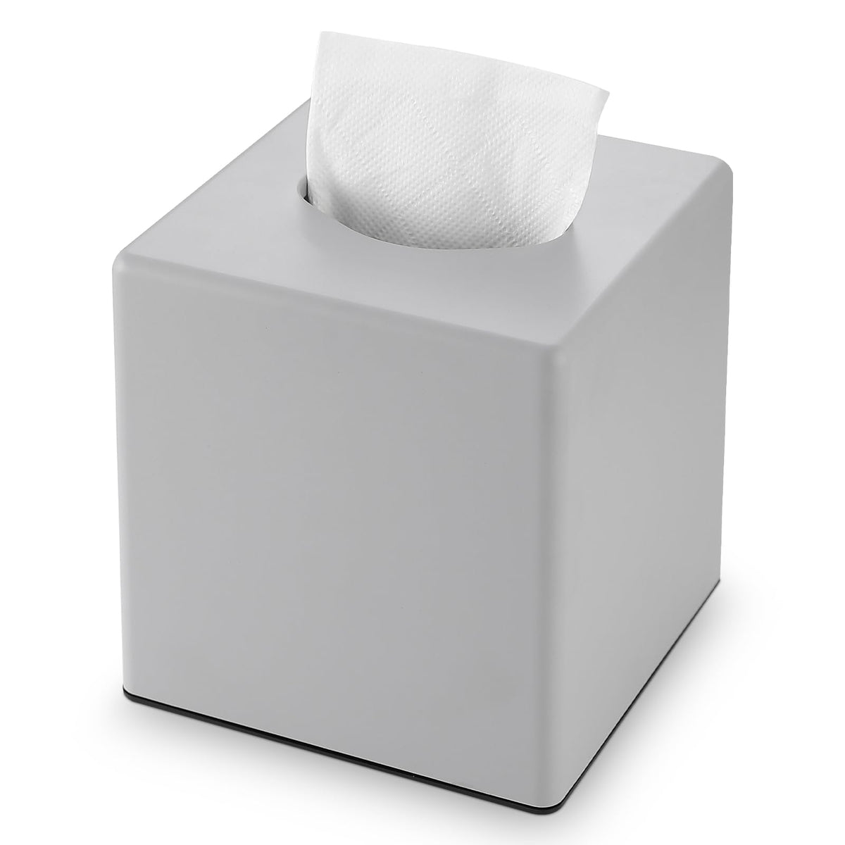 Y-in Hand Tissue Box Cover, Square Facial Tissue Holder with Bottom, White