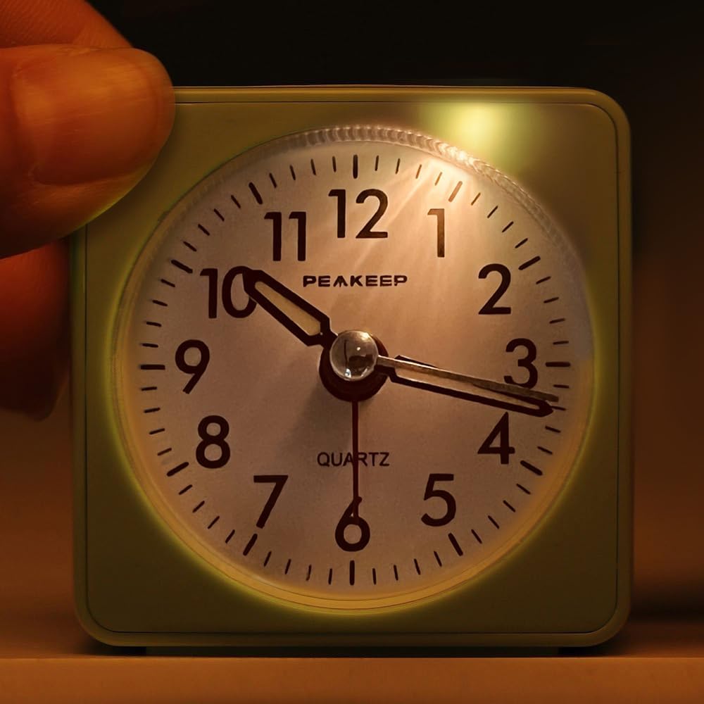 Peakeep Ultra Small, Battery Travel Alarm Clock with Snooze and Light