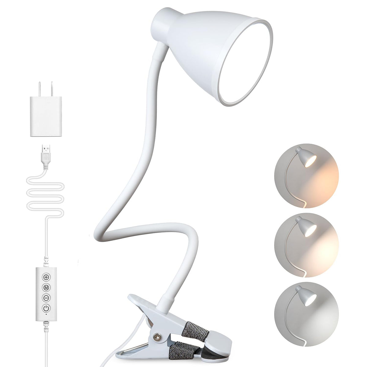 BOHON Desk Lamp 5 Color Modes 10 Brightness Dimmer Reading Light Black