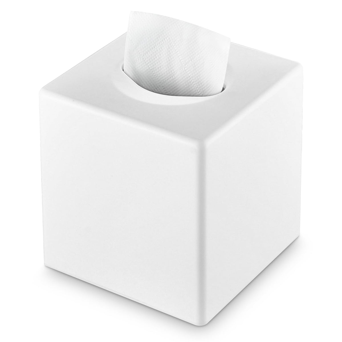 Y-in Hand Tissue Box Cover, Modern Decorative Square Facial Storage Tissue Box Holder, Home Accessories for Bathroom Vanity Countertops, Dressers, Night Stand, Parlors and Office - Matte Black