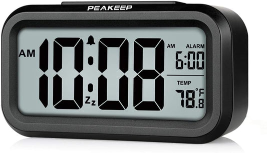 Peakeep Night Light Digital Alarm Clock Battery Operated Indoor Temperature