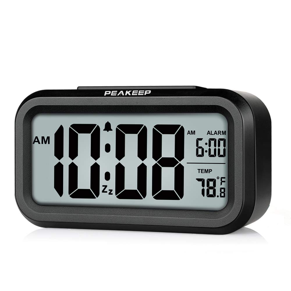 Peakeep Night Light Digital Alarm Clock Battery Operated Indoor Temperature