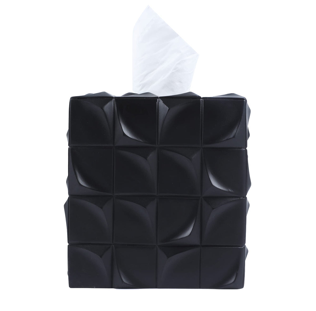 Hymmah Tray Tissue Box Cover Holder Unique Cube Design Tissue Dispenser Cover Decor for Vanity Counter Tops Also Great for Bedroom and Living Room White