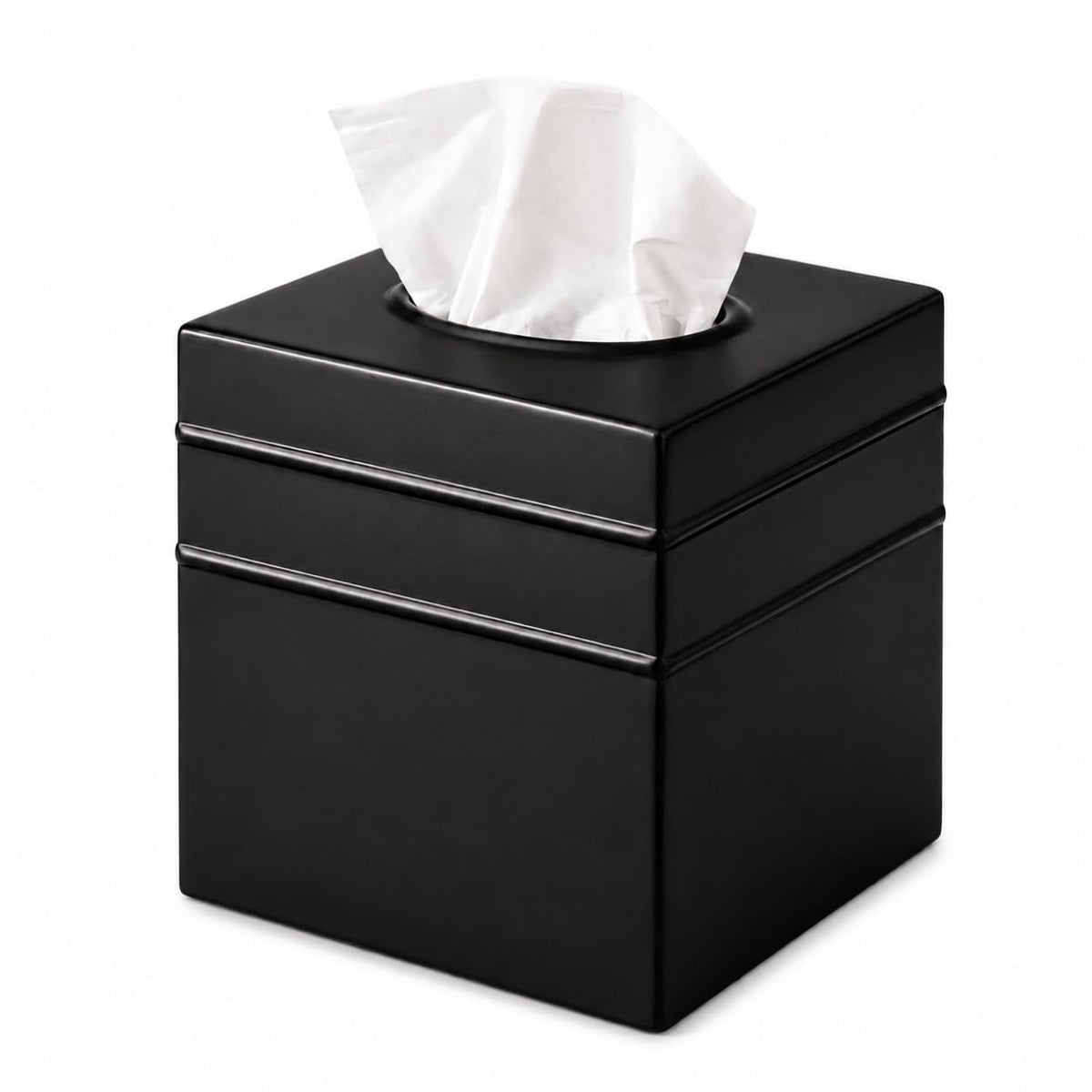 Monarch Abode Tissue Box Cover Square – Handcrafted Border Embossed Pewter Metal Tissue Holder Box for Bathroom Accessory, Aesthetic Decorative Facial Napkin Cube for Modern Home Decor