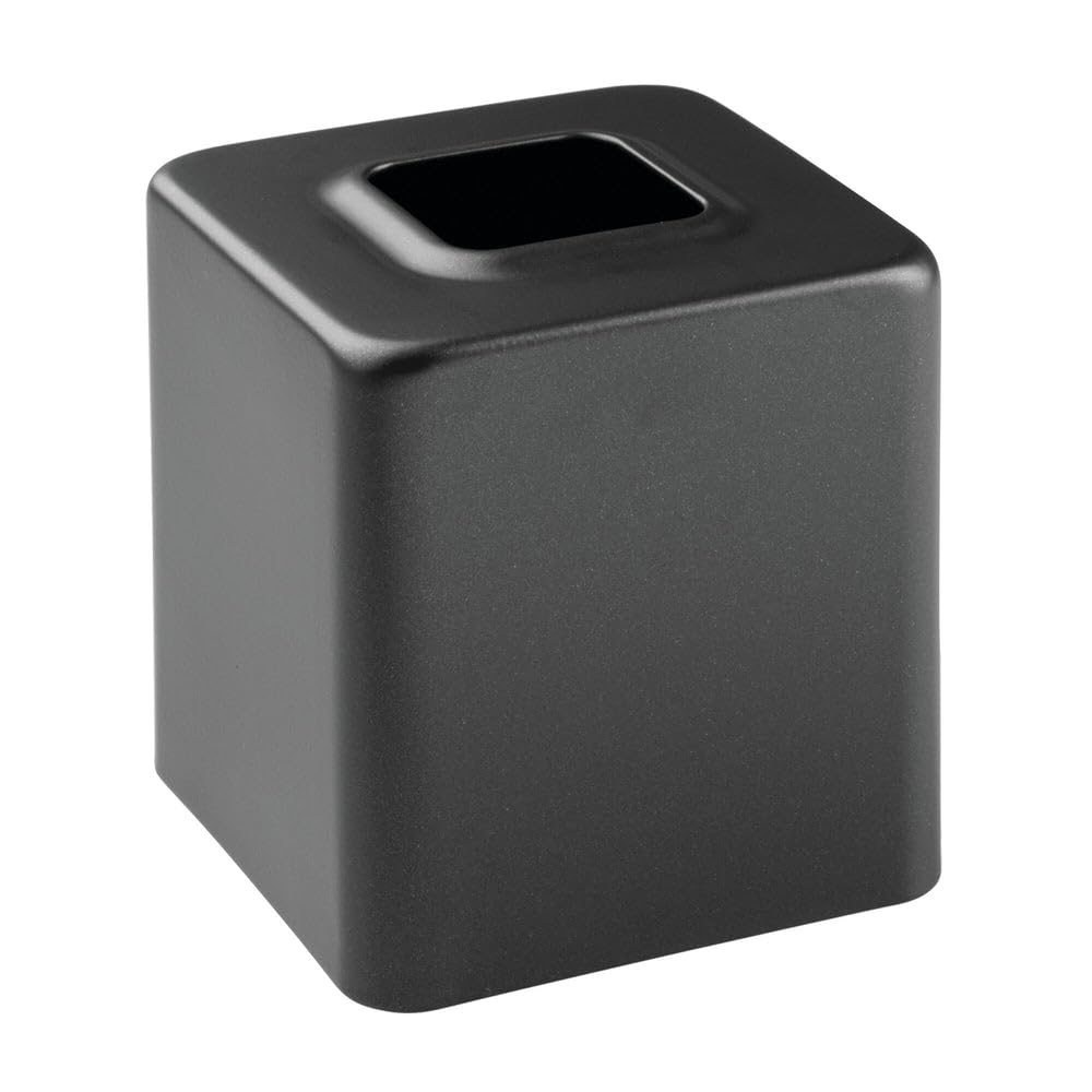 mDesign Tissue Box — Decorative Tissue Box Holder for Bedrooms, Bathrooms and More — Square Tissue Box Cover for Facial and Cosmetic Tissues — Black