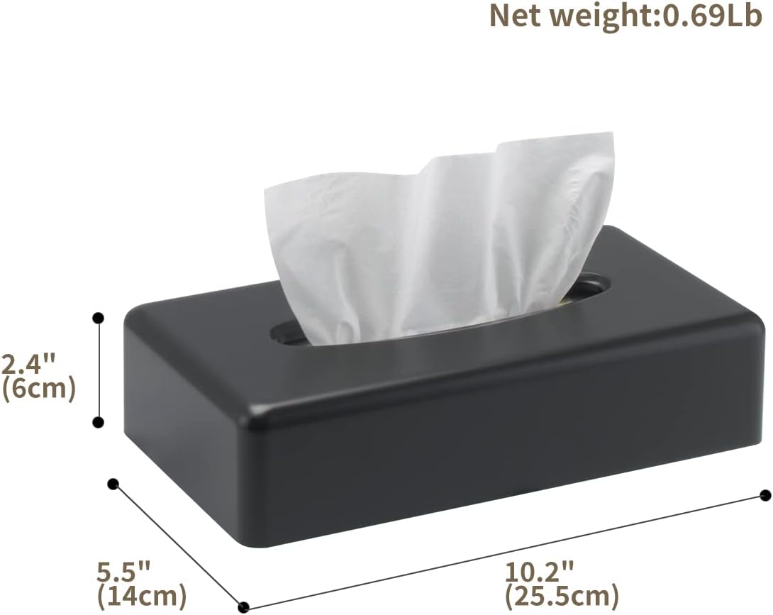 Y-in Hand Tissue Box Cover, Rectangular Black Wall Mounted Facial Paper Holder Dispenser, Prefert for Storage on Bathroom Vanity, Kitchen, Night Stand, Countertops Office and Car.