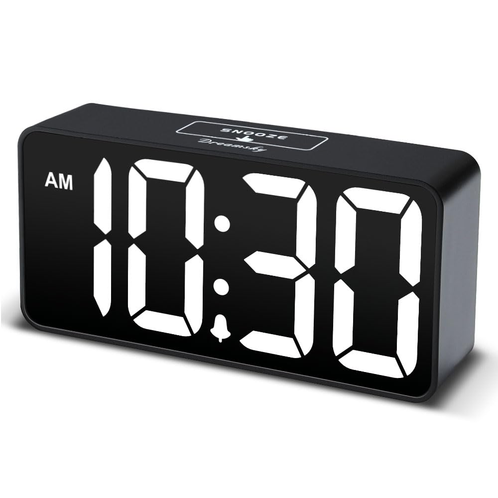 DreamSky Small Digital Alarm Clock for Bedroom, Large Big Numbers Display