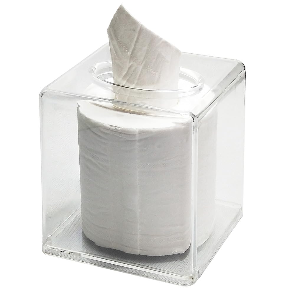 Square Clear Acrylic Tissue Box, Box Covers Rectangular, Bathroom Facial Napkin Box Holders, Table Clear Dryer Sheet Dispenser for Bathroom, Kitchen and Cars