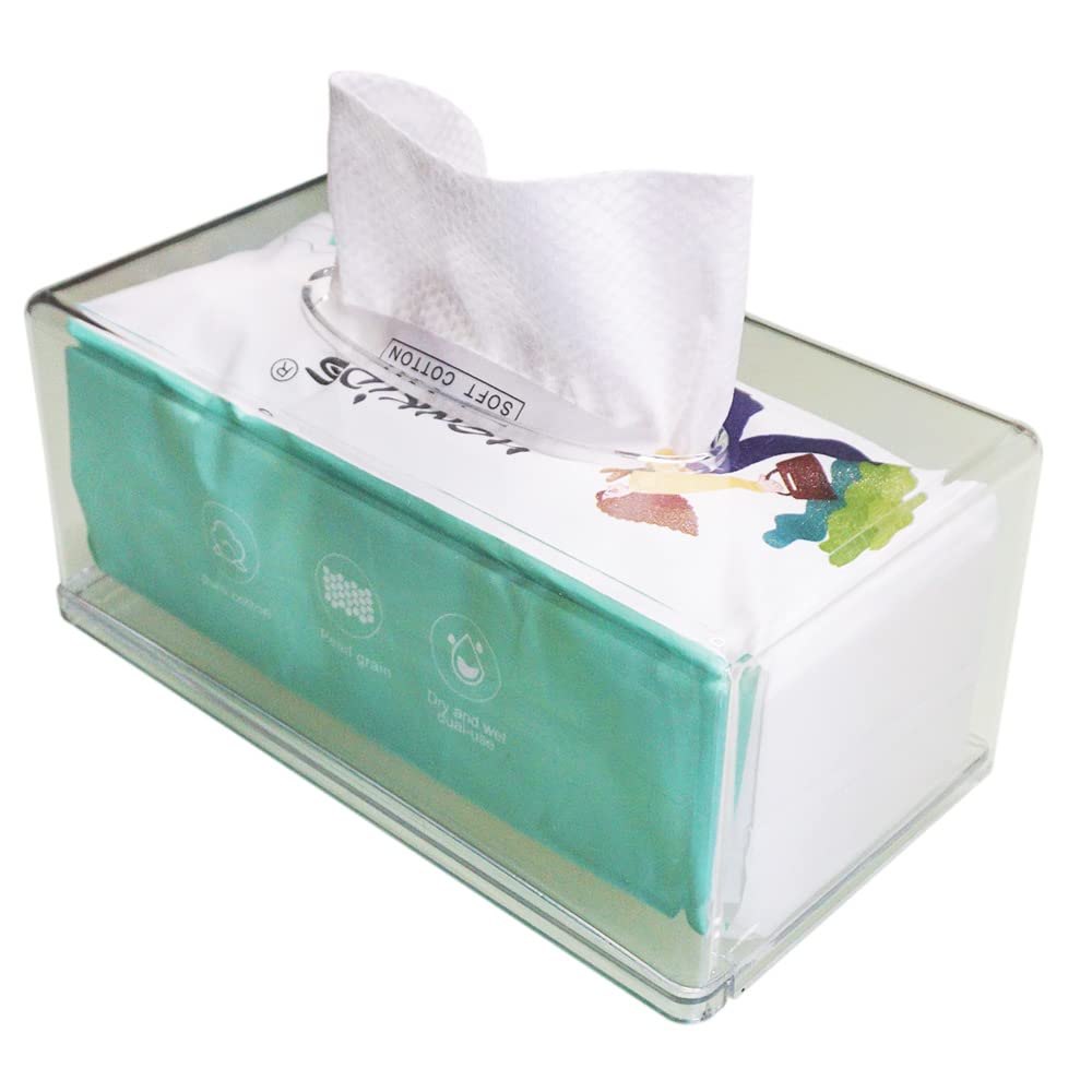 Square Clear Acrylic Tissue Box, Box Covers Rectangular, Bathroom Facial Napkin Box Holders, Table Clear Dryer Sheet Dispenser for Bathroom, Kitchen and Cars