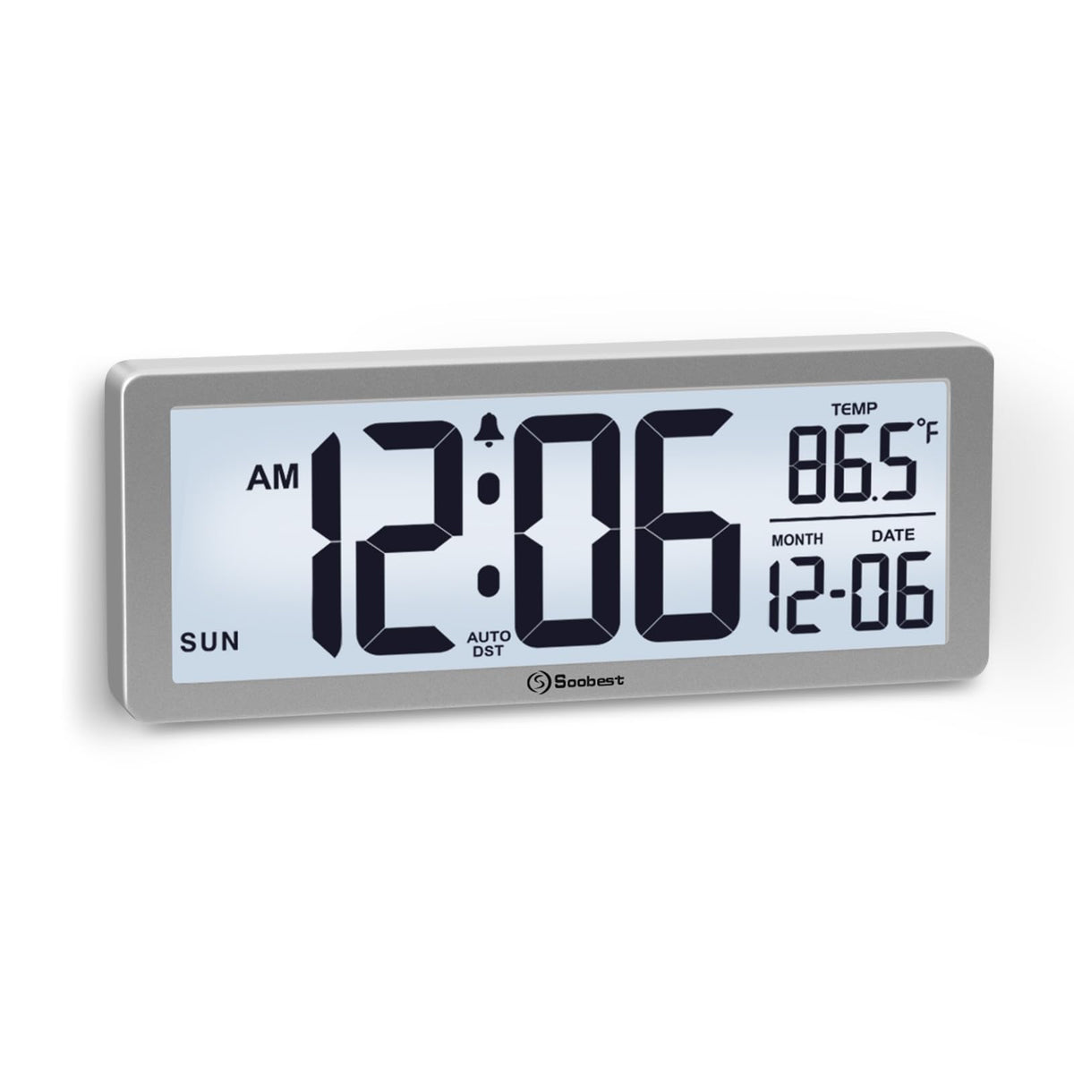 Soobest 8.5 Inch Digital Wall Clock Battery Operated, Compact Display