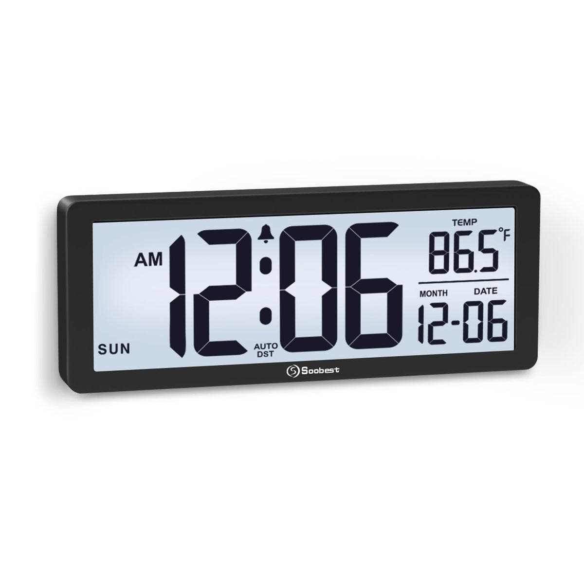 Soobest 8.5 Inch Digital Wall Clock Battery Operated, Compact Display