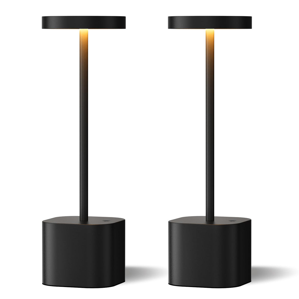 Cordless Rechargeable Table Lamp, 4000mAh Battery Operated, Black, 2 Pack