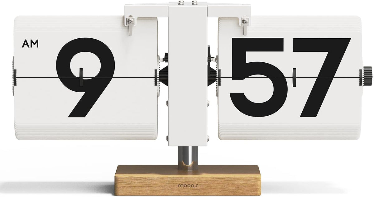 mooas Flip Desk Clock (Black), Retro Vintage Design Auto Flip Table Clock