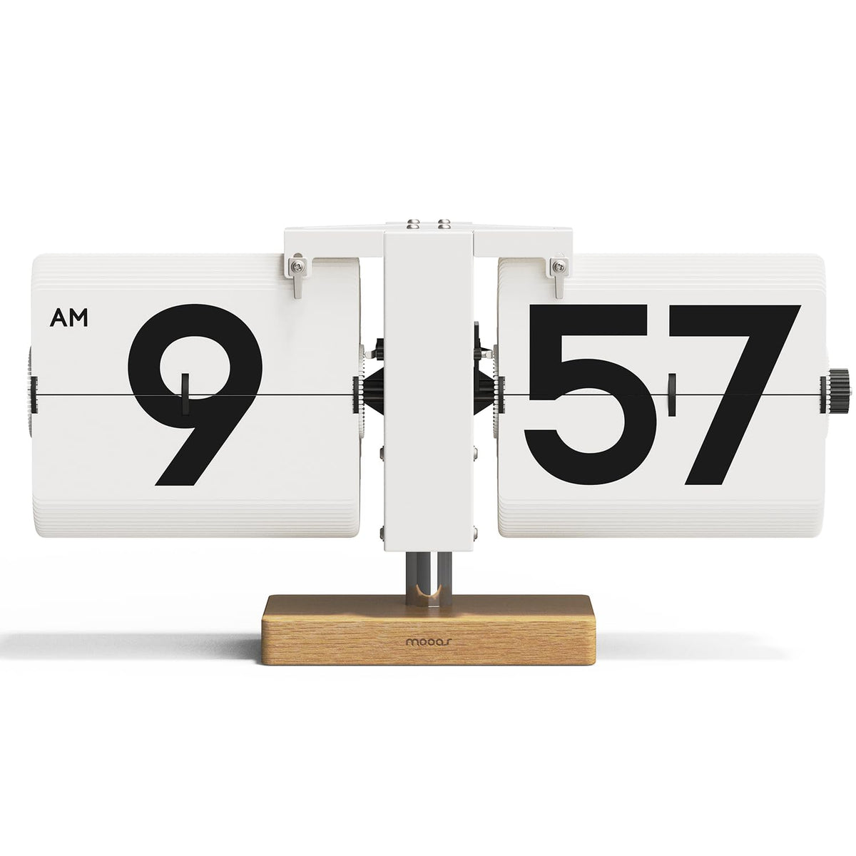 mooas Flip Desk Clock (Black), Retro Vintage Design Auto Flip Table Clock