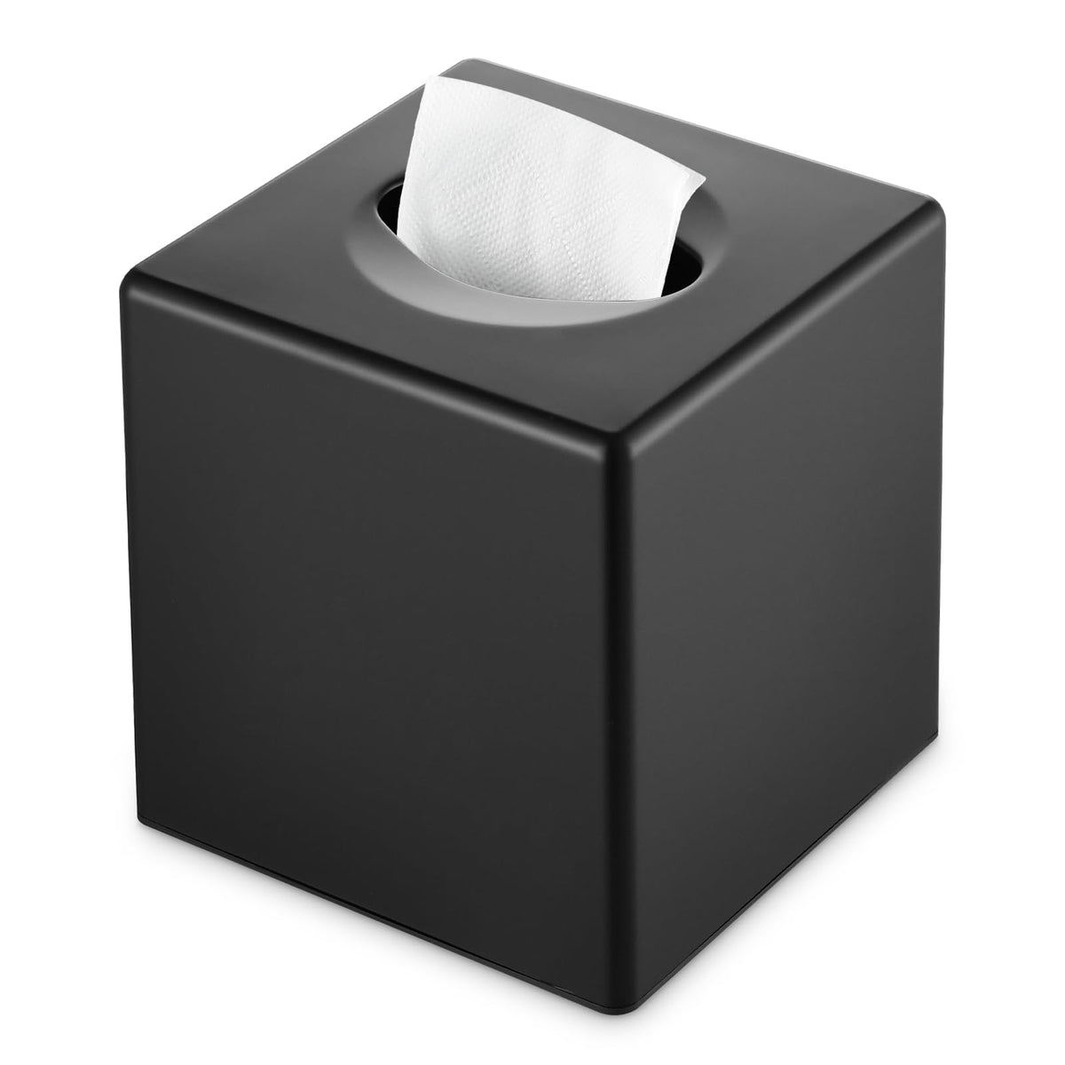 Y-in Hand Tissue Box Cover, Modern Decorative Square Facial Storage Tissue Box Holder, Home Accessories for Bathroom Vanity Countertops, Dressers, Night Stand, Parlors and Office - Matte Black